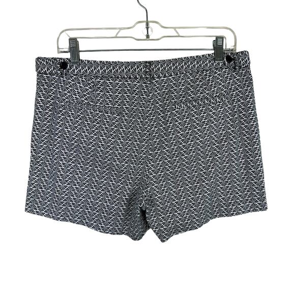 Laundry By Shelli Segal Black White Fan Print Cotton Chino Shorts Size 10 - Picture 2 of 9